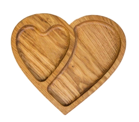 Bamboo Heart Shape Serving Plate Walnut Kayu Buah Tray Ramah Lingkungan