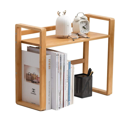 Rak Kompakt Bamboo Desktop Bookshelf Desk Organizer Rak Dan Rack Tampilan Dengan Ujung Buku