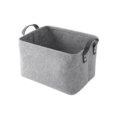 Kontainer penyimpanan felt persegi panjang modern dalam warna abu-abu dan hitam diatur dengan gaya