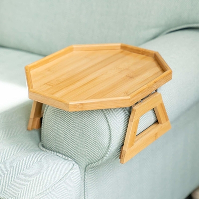 Kayu Bambu 13 &quot;X 10.5&quot; Tray Sofa Table Clamp On Design